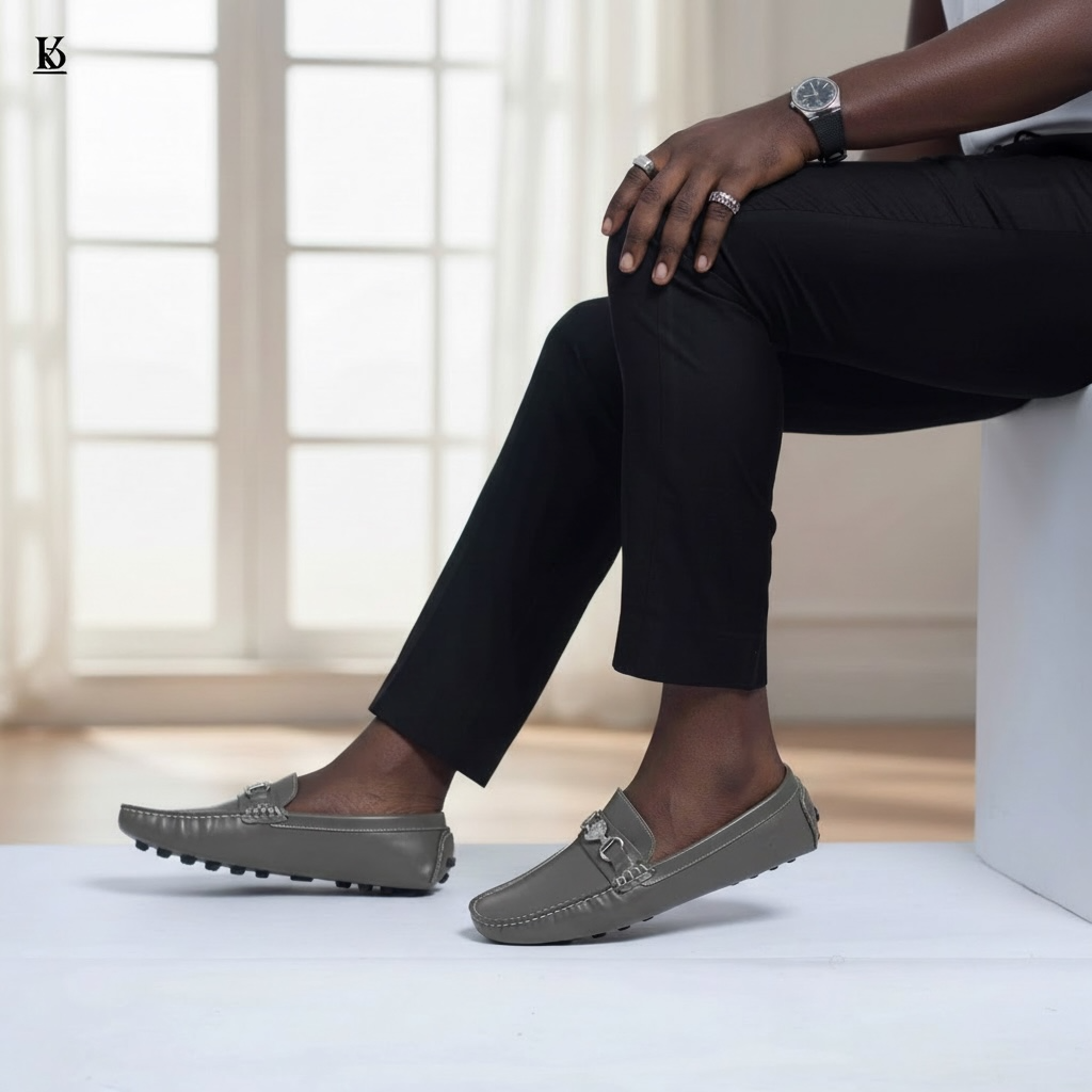 Tishil Porto Grey Leather Driving Loafer | Premium Men's Shoes Nigeria