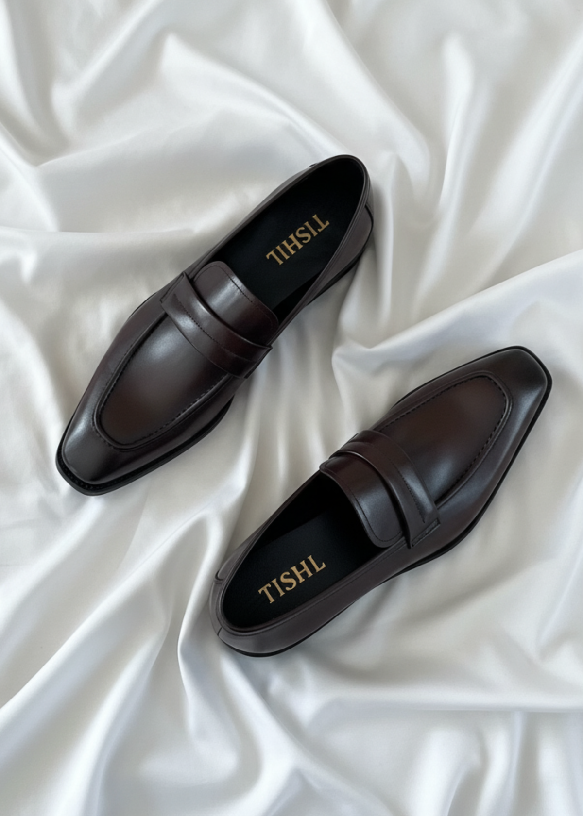 Tishil Vault brown full-grain leather loafer for men. Tishil men's footwear product image.