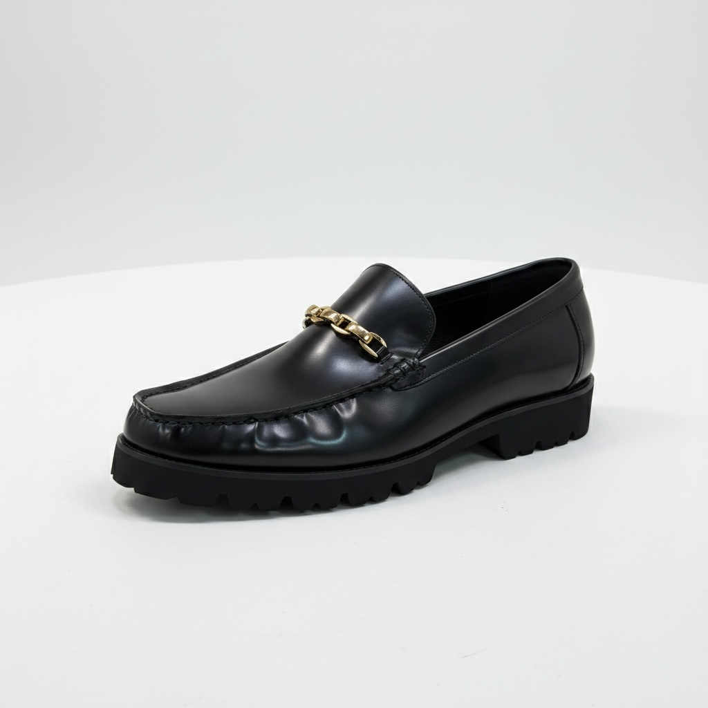 Tishil Belmont Mens Loafers With Gold Chain Details