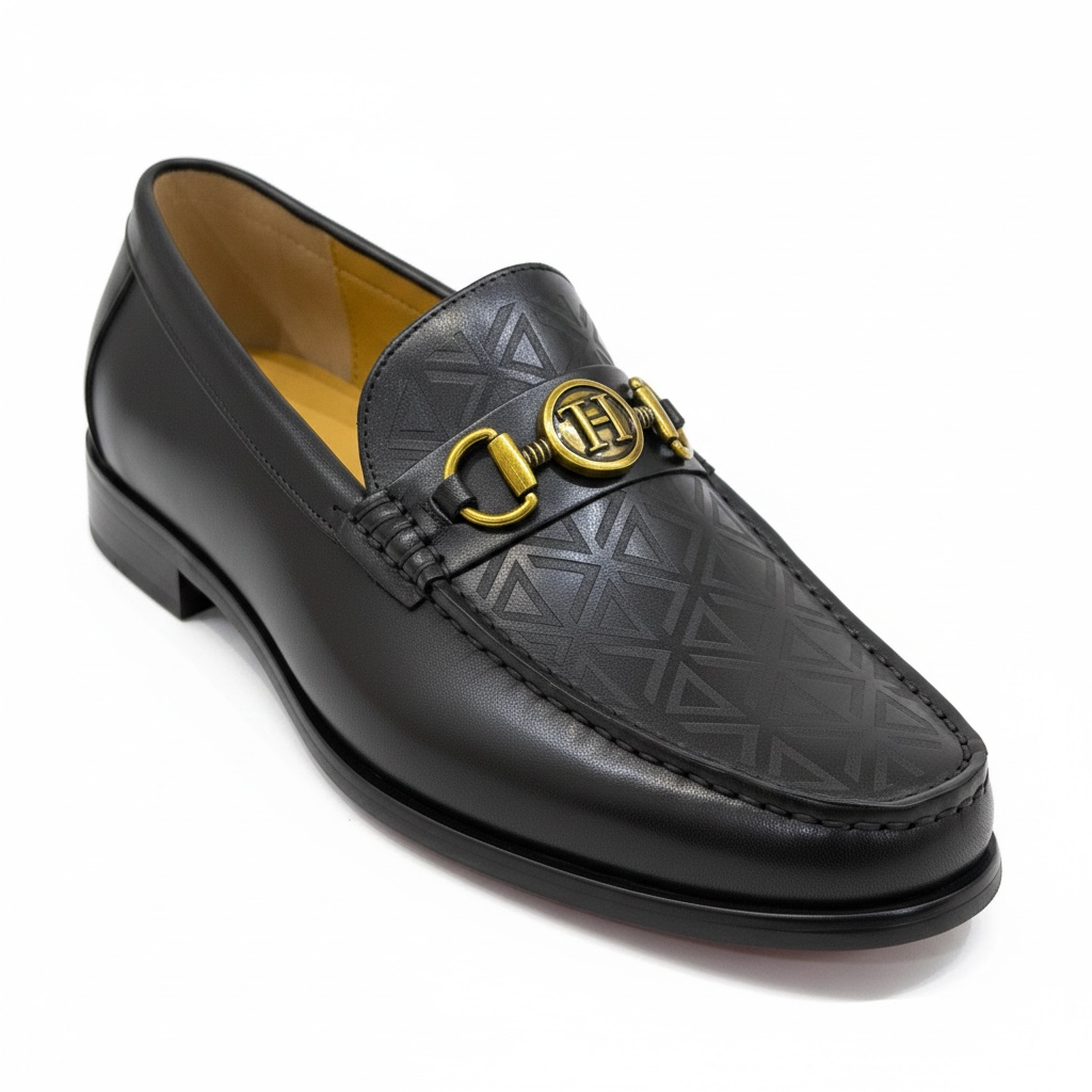 Tishil Aurel Men’s Black Monogram Horsebit Loafer