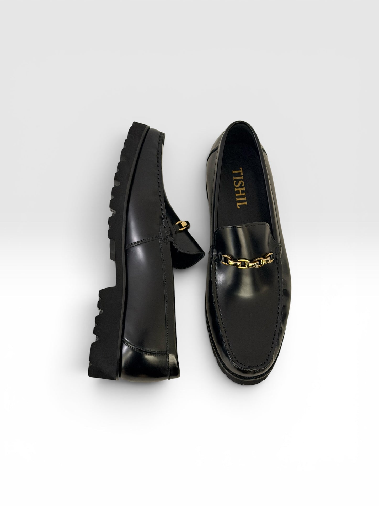 Tishil Belmont Mens Loafers With Gold Chain Details