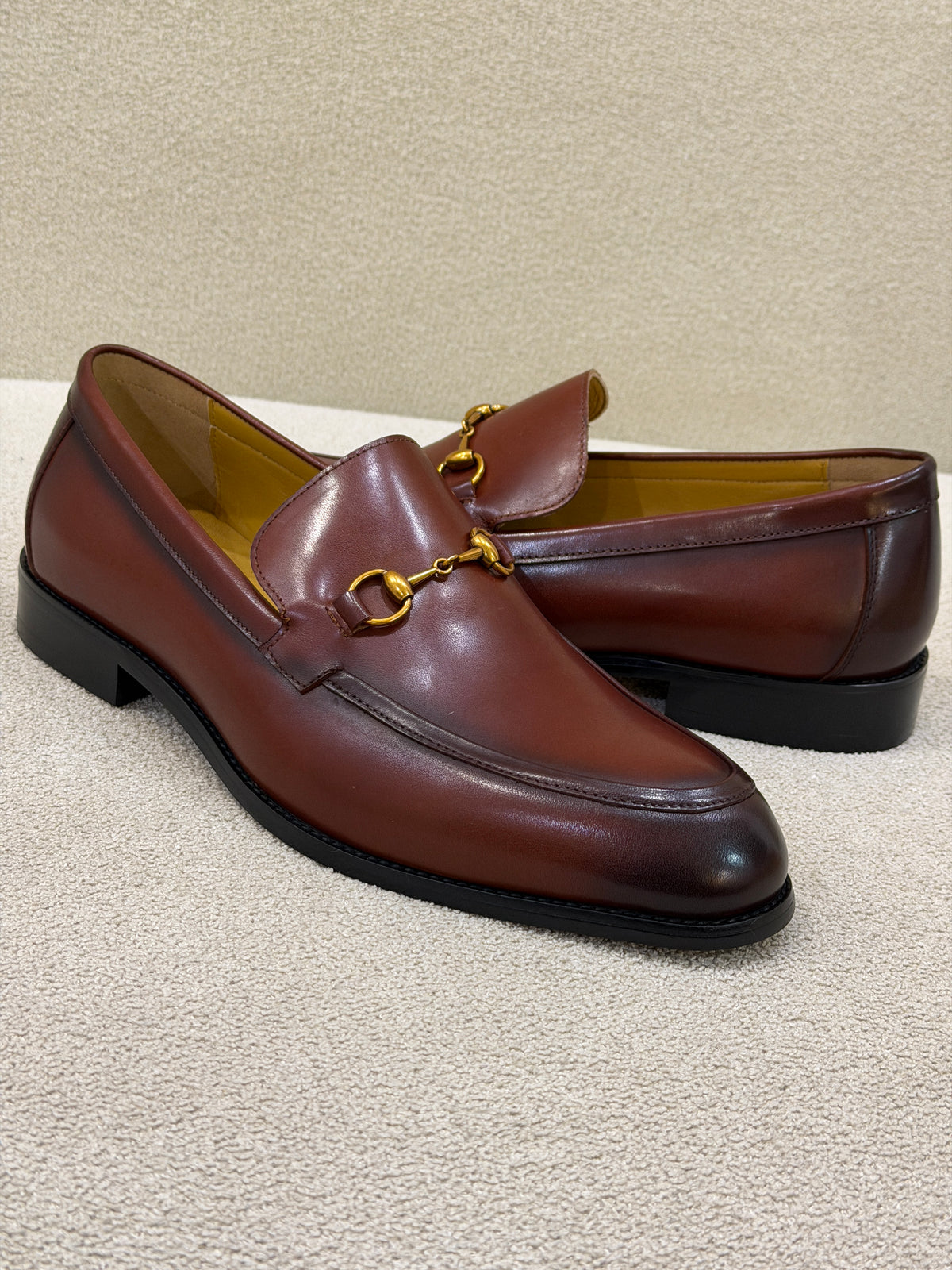 Tishil Arden brown leather horsebit loafers for men. Tishil men's footwear product image.