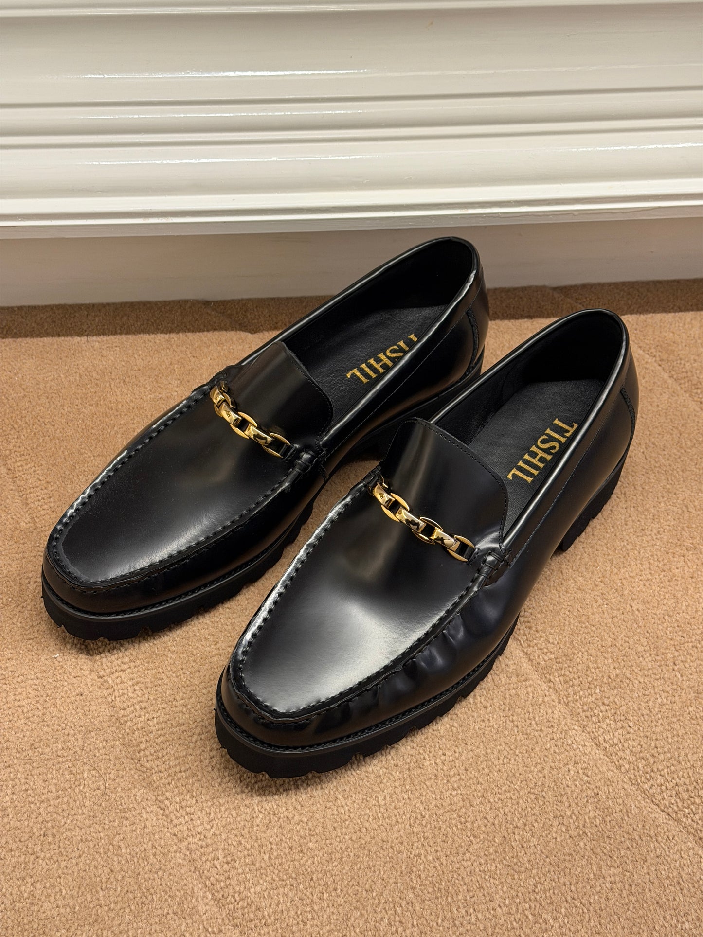 Tishil Belmont Mens Loafers With Gold Chain Details