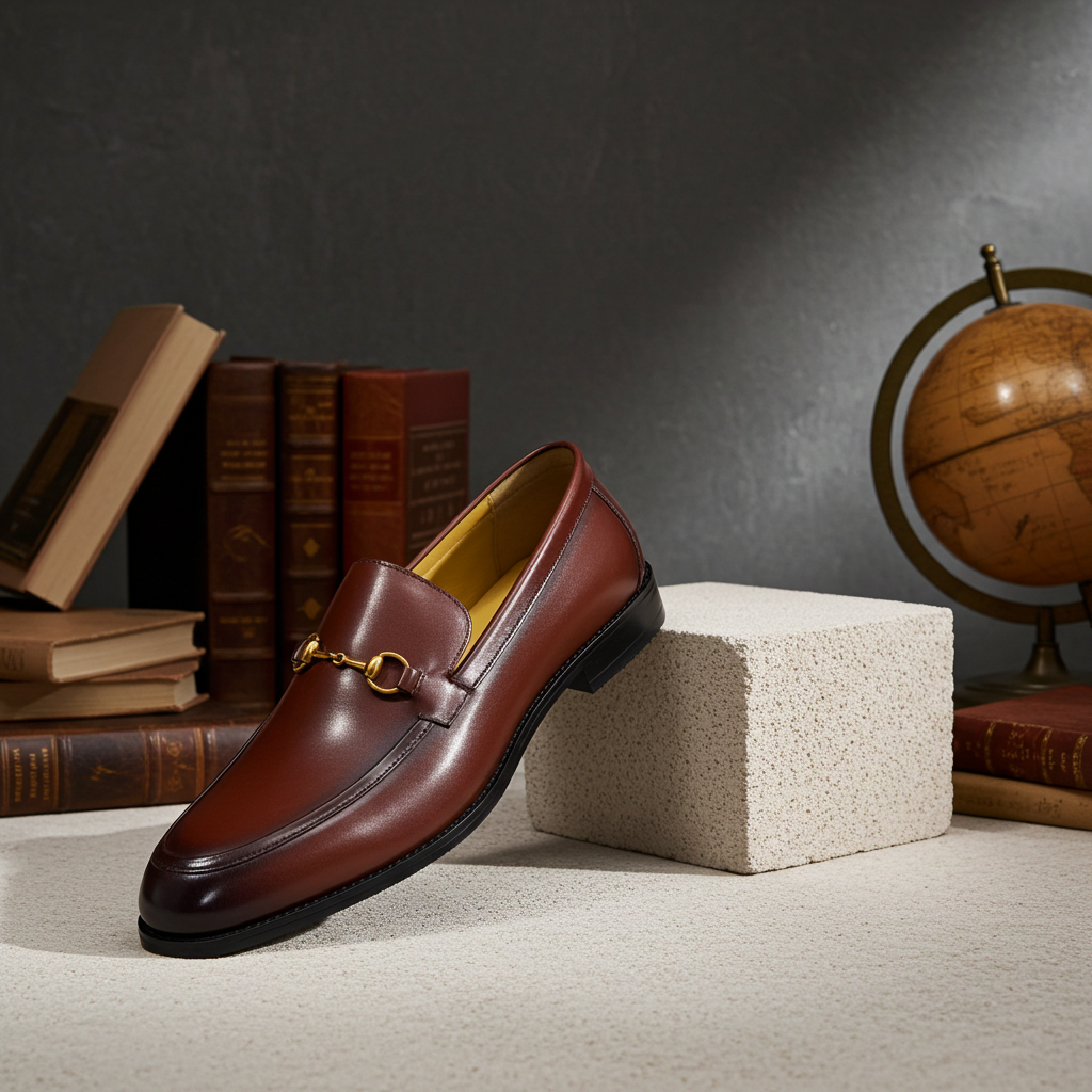 Tishil Arden brown leather horsebit loafers for men. Tishil men's footwear product image.